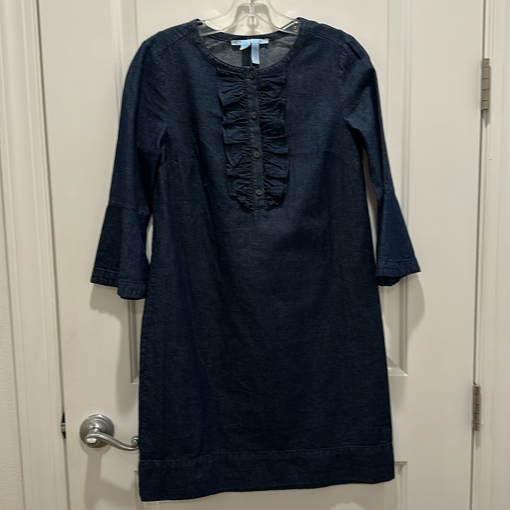 Draper James Chambray Ruffle Shift Dress.